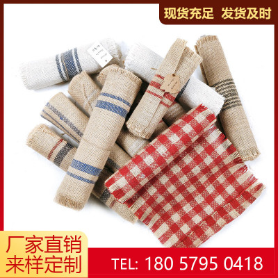 Yarn-dyed table banner natural DIY Christmas flag Jute table mat hotel western restaurant tablecloth can be customized