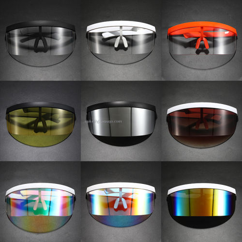 personalized sun hat sunglasses women‘s large frame wind and rain blocking integrated sunglasses square spittle splash glasses