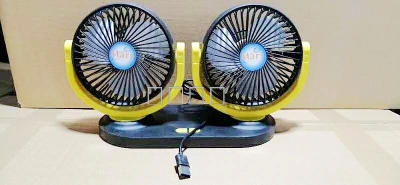 Long root flashlight double head fan 12V/24V/220V general car double head fan strong wind double head cooling