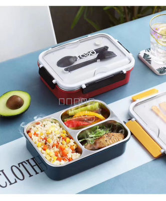 Warm Core Stainless Steel Three-Grid Non-Odor Lunch Box Lunch Box Lunch Box New Lunch Box 620ml