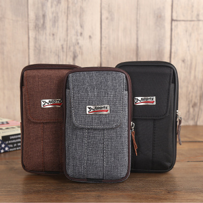 Men's mobile phone bag leisure belt belt belt bag canvas mobile phone bag multi-function horizontal belt belt manufacturers wholesale