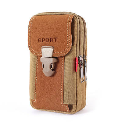 New Mobile Phone Waist Bag for Men Belt Mobile Phone Bag Multi-Function Horizontal and Vertical Canvas Mobile Phone Bag Factory in Stock Wholesale