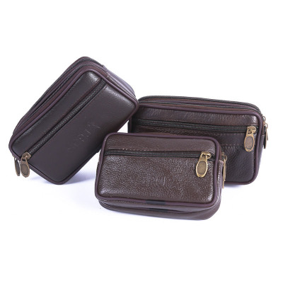 Manufacturers wholesale men's new waterproof mobile phone belt wearing leather leather multi-functional elderly change key bag