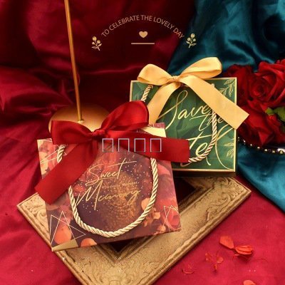 Wholesale Custom Hand Bag Bow Candy Packaging Gift Box + Gift Bag Drawer Box