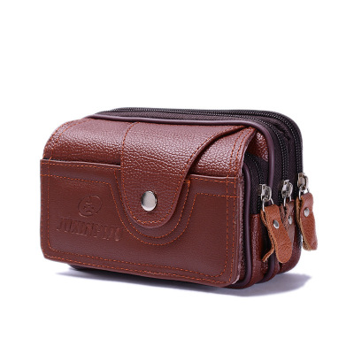 The new business belt horizontal mobile phone bag PU leather belt man middle-aged and elderly waterproof multi-functional wholesale