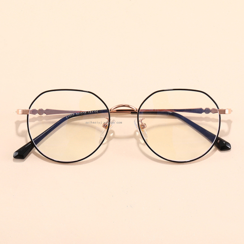 Artistic Style Anti-Blue Light Plain Glasses Myopia Glasses Metal Frame Men‘s Women‘s Glasses Frames Kick-off Oval Glasses