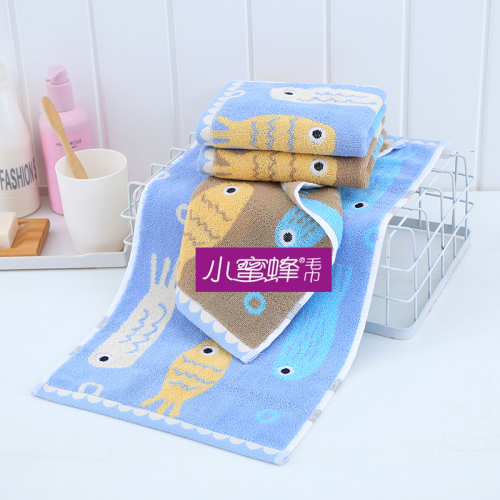 strand pure cotton jacquard children towel children facecloth years with fish and bees children towel item no： 3520