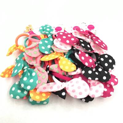 Manufacturers direct electronic plaid round corner mix rabbit ear rubber band head ring