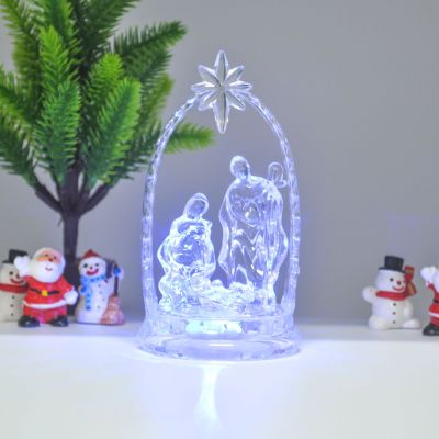 The latest acrylic transparent LED holy Family manger group Jesus Virgin and Child stereo luminescent decorations