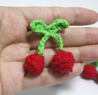 Hand-woven wool small cherry pendant DIY handmade jewelry Earrings key chain material hair clip brooch accessories
