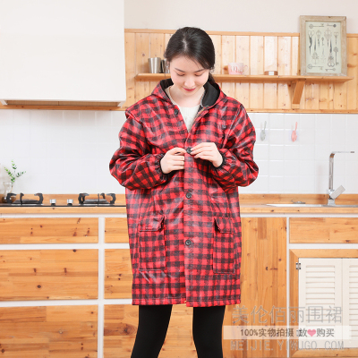 Spring and Autumn Long Sleeve Coverall Coat Men's and Women's Fashionable Household Kitchen Waterproof Apron Overalls
