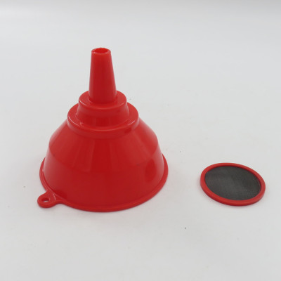 Filter Funnel 6 Inch Plastic Red Feul Funnel for Petrol Engine Oil Water Fuel Gasoline and Other Liquids 