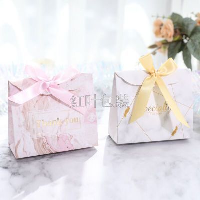 Wholesale Customized Candy Packaging Gift Box Marbling Pink White + Ribbon