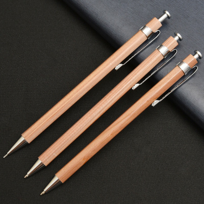 Simple wooden ballpoint pen promotional gifts wooden advertising ballpoint pen laser lettering logo press automatic pencil