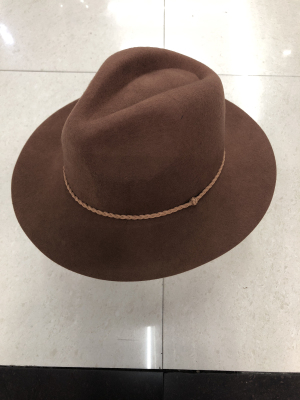 Korean Velvet Woven Decorative Band Pure Wool Felt Top Hat, Trendy Wild Woolen Woolen Cut Edge Top Hat