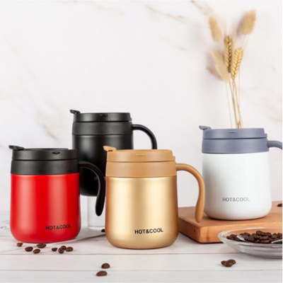 Simple frosted thermal mug with lid for men's and women's office coffee mug student stainless steel domestic water mug