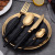 Portuguese Knight Series 304 Stainless Steel Hotel Western Food/Steak Knife and Fork Tableware Gift Black Gold Four-Piece Set