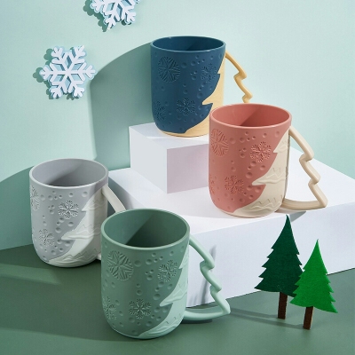 M04-7021 Creative Two-Color Christmas Tree Gargle Cup with Handle Cup Pp Cartoon Children's Toilet Washing Cup