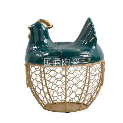 Ceramic gifts foreign trade ceramic egg storage basket ceramic crafts