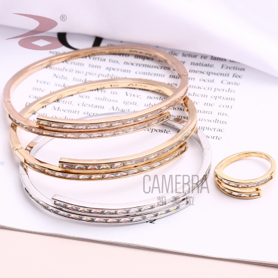 Hot-Selling New Arrival Small Rhinestones wei xiang Bracelet Female Ring Set Temperament Korean Style Simple Mori Internet Influencer Jewelry