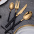 Portuguese Knight Series 304 Stainless Steel Hotel Western Food/Steak Knife and Fork Tableware Gift Black Gold Four-Piece Set