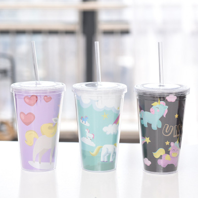 Custom design transparent plastic cup double seal cup promotion gift cup flat lid design double cup