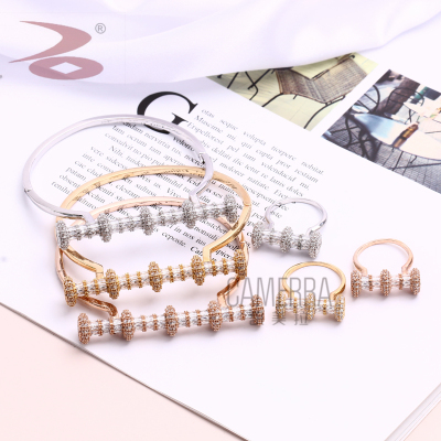 Fashion Ins Wind Niche Personality Micro Inlaid Zircon Temperament Bracelet Ring Classic High-Grade Bracelet & Ring Set