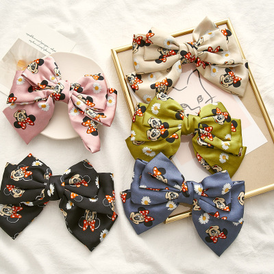 Bow Cartoon Spring Hairpin Japanese and Korean Women's New Three-Layer Fabric Side Clip Hairpin Head Accessories Wholesale