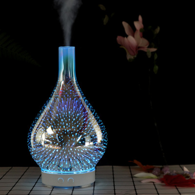 Mini Wood Grain 100ml Household Fireworks Humidifier Ultrasonic Creative Aromatherapy Machine Purification 3D Glass Humidifier