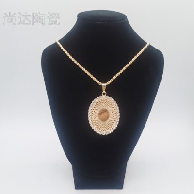 Thermal transfer oval crystal necklace can be customized picture