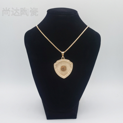 Heat transfer shield crystal necklace can be customized logo