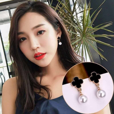 925 Silver Needle Korean Clover Pearl Simple Earrings Elegant Ladies All-match New Earrings Ear Stud