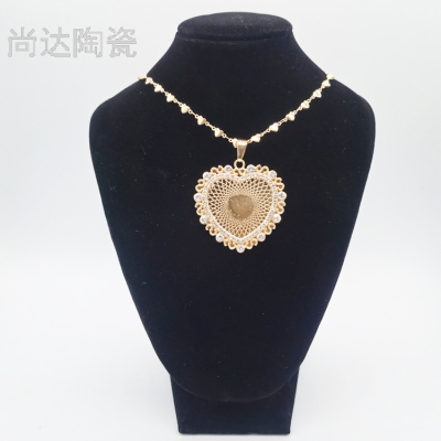 Heat transfer heart crystal necklace can be customized logo
