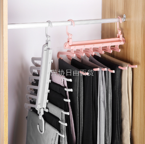 folding multifunctional multi-layer pants rack pants hanger household magic trouser press wardrobe storage pants hanger