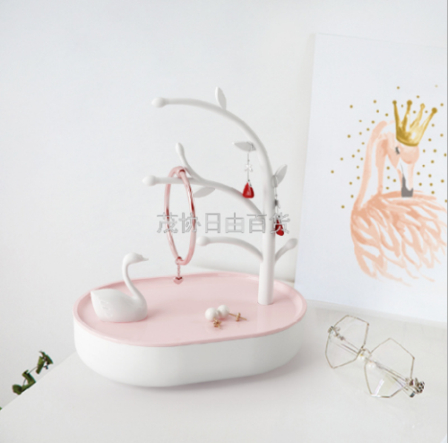 creative swan lake jewelry storage box desktop jewelry rack jewelry storage rack necklace shelf hand earring rack