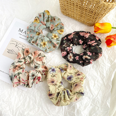 Cross-Border New Ins Floral Large Intestine Ring Women's Korean-Style Hair Band Gift Taobao 2 Yuan Shop Supply Hair Accessories Hair Band Wholesale