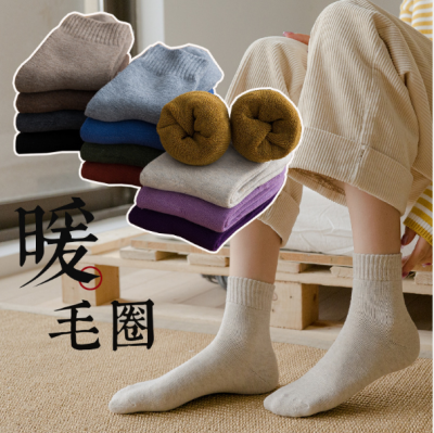 Thick warm woollen hosiery in winter hot style plus fleece woollen stockings for ladies floor socks