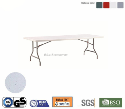 patio outdoor 6ft plastic regular dining table with folding legs,white 183cm folding table for banquet wedding restauran
