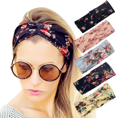 European and American Hot Rose Women's Knotted Headband Cross Wide-Brimmed Fabric Headband Knitted Autumn and Winter Thick Hair Band