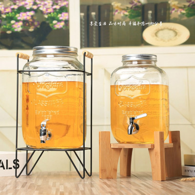 Wholesale Glass Juice Can Beverage Barrel Mason Jars Sealed Wine-Making Bottle Enzyme Bucket with Leading Winebottle