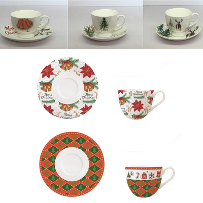 Christmas pottery cups, saucers, coffee mugs, Instagram Nordic style tableware, pure white cups and bowls