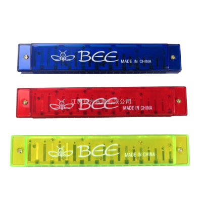 Bee Brand 20-Hole Aluminum Seat Plate Plastic Shell Toy Harmonica Children's Toy Gift Convenient Travel