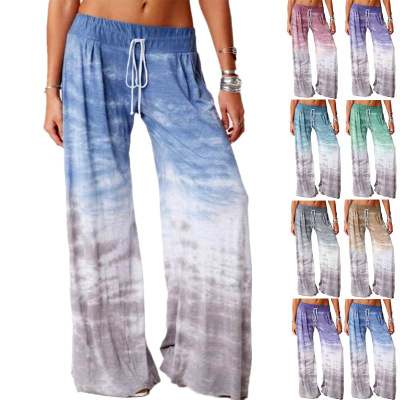 2020 EBay Foreign Trade CrossBorder Women's Loose Gradient Printing Yoga Wide Leg Gymnastic Pants