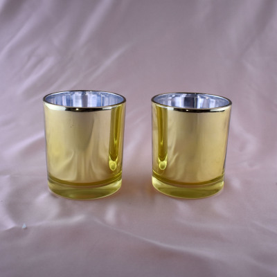 All kinds of craft glass candle cup glass electroplating spray color carving candlestick cup can be customized