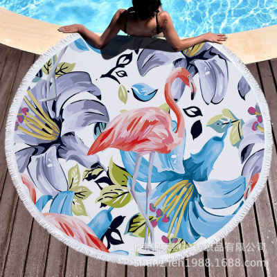 Factory Direct Sales of European and American Style Microfiber Printed round Beach Towel, Can Be Customized Pattern round Beach Towel
