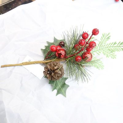 berry pine needle red bean twig Christmas tree flower accessory small cuttings wreath wall hanging heirloom ornament