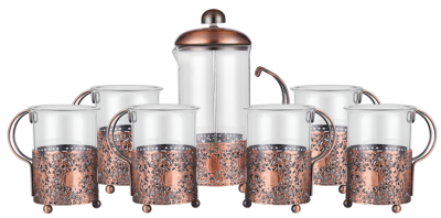 -6-600 Copper rim set of glass tea brewing machine household coffee filter press tea brewing machine