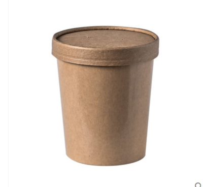 Disposable brown paper porridge bowl porridge bucket take-away dessert doggie box with lid paper bowl soup cup soup bowl