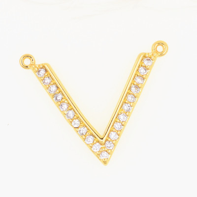 European and American V Letter Female Necklace Pendant Ornaments Accessories Elegant Non-Mainstream Design Ins Simple and Versatile Full Diamond Factory Direct Sales