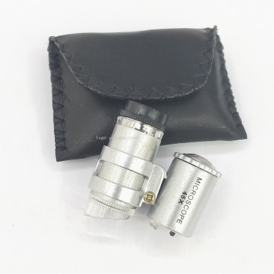 10081-4 45x Portable Mini Microscope with LED Printing Jewelry Antique Authentication High-Power Magnifying Glass